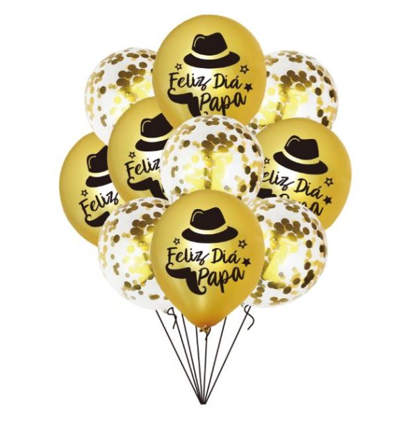 SET GLOBOS DORADO FELIZ DIA PAPA X10