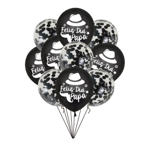SET GLOBOS NEGRO FELIZ DIA PAPA X10