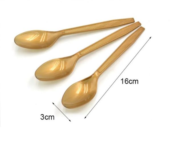 CUCHARA PLASTICA DORADA X20